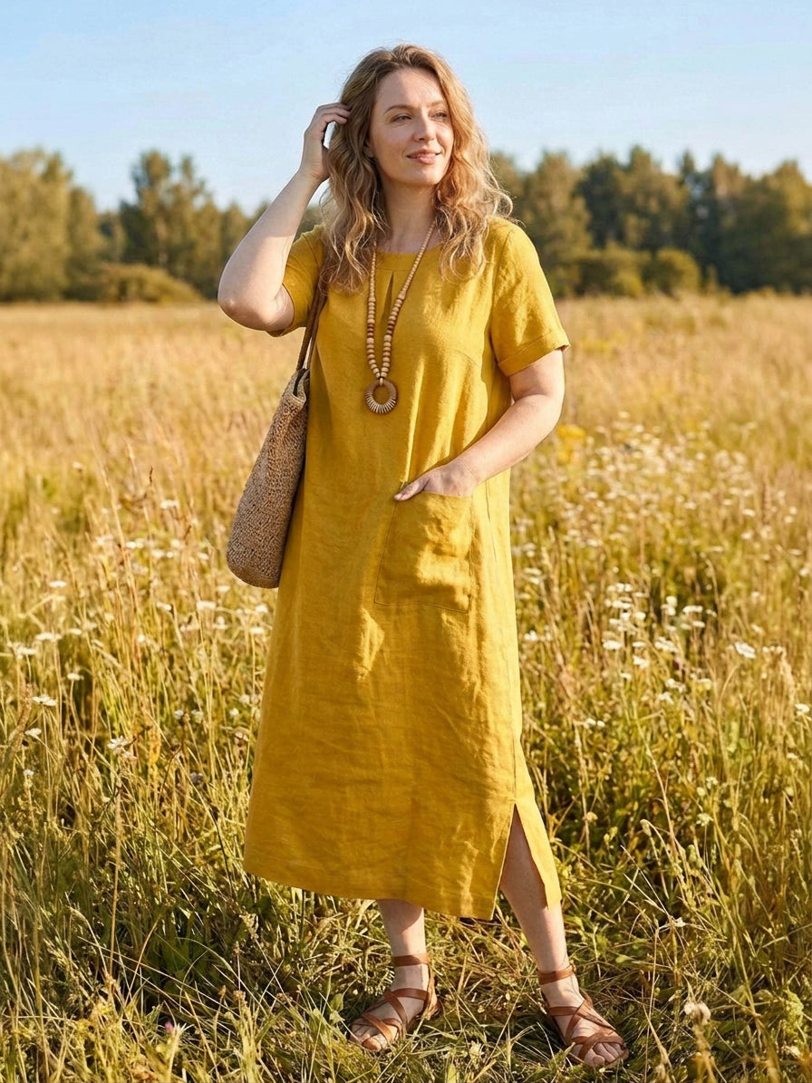Saskia - Robe Midi en Lin