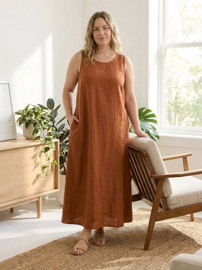Marlow - Robe sans manches en coton et lin