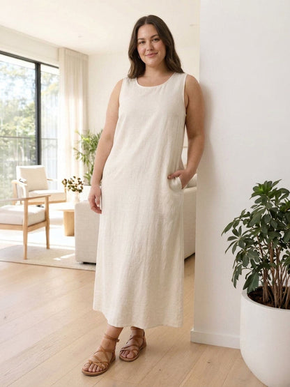 Marlow - Robe sans manches en coton et lin