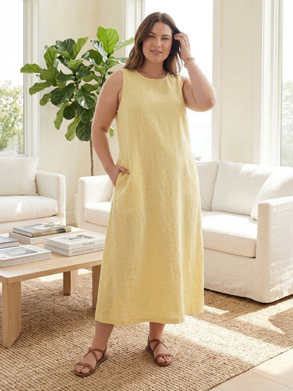 Marlow - Robe sans manches en coton et lin