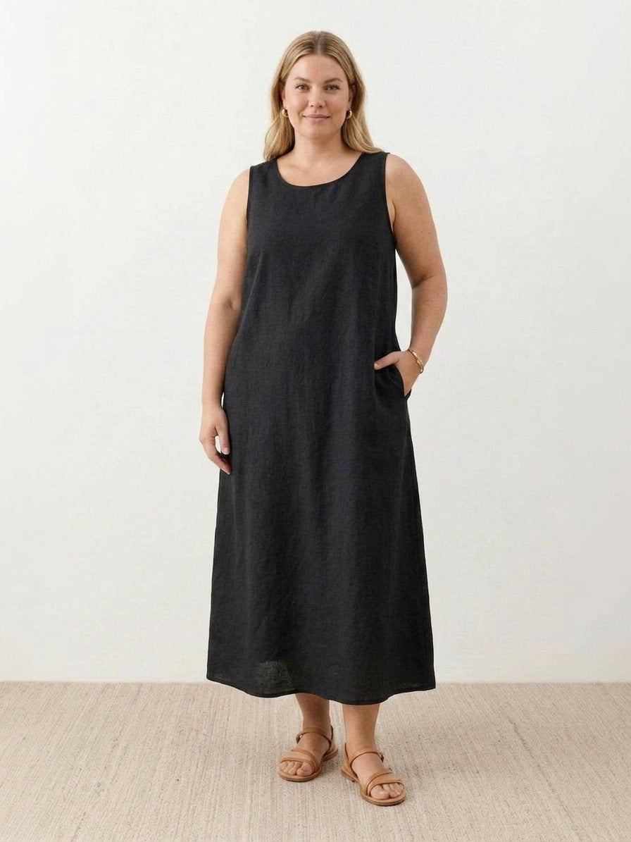Marlow - Robe sans manches en coton et lin