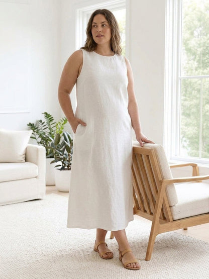 Marlow - Robe sans manches en coton et lin