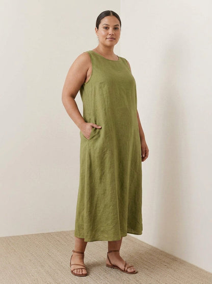 Marlow - Robe sans manches en coton et lin