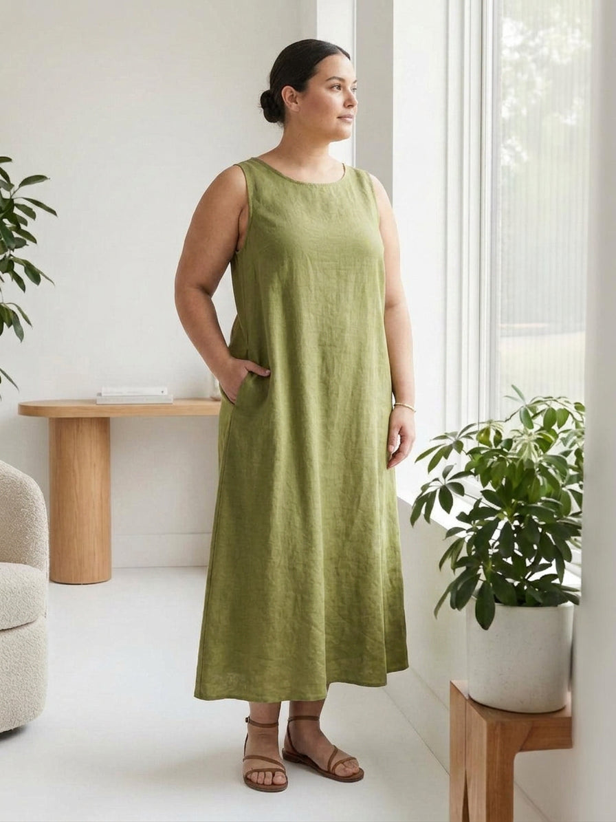 Marlow - Robe sans manches en coton et lin