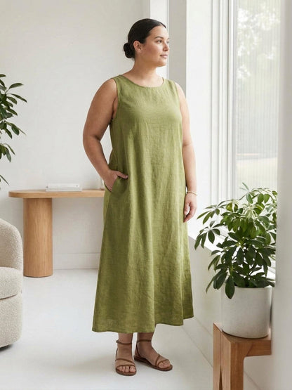 Marlow - Robe sans manches en coton et lin