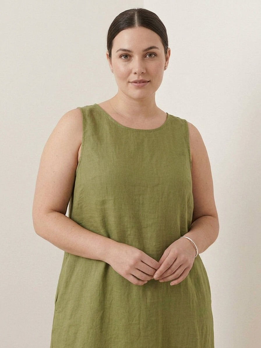 Marlow - Robe sans manches en coton et lin