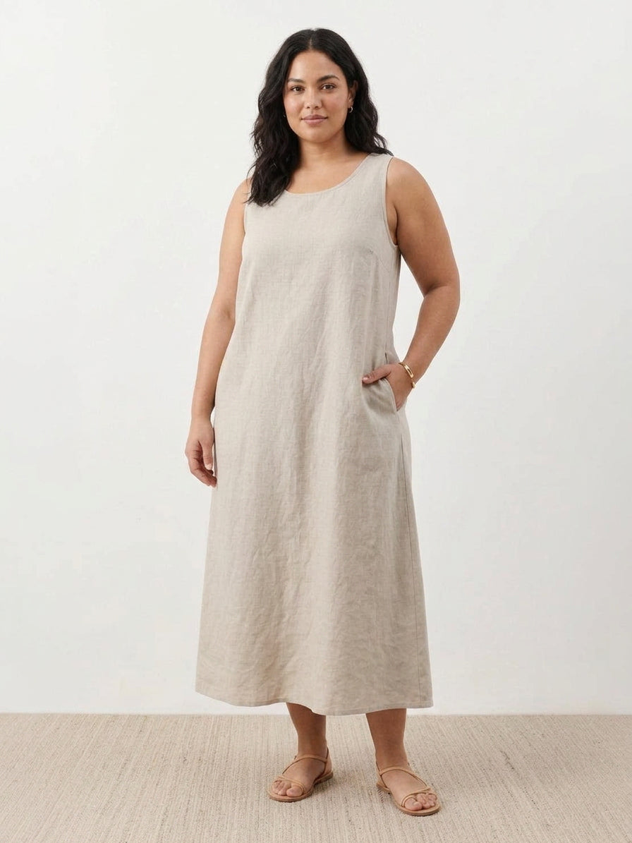 Marlow - Robe sans manches en coton et lin