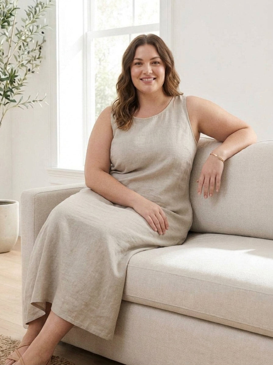 Marlow - Robe sans manches en coton et lin