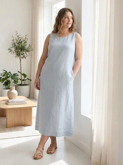 Marlow - Robe sans manches en coton et lin