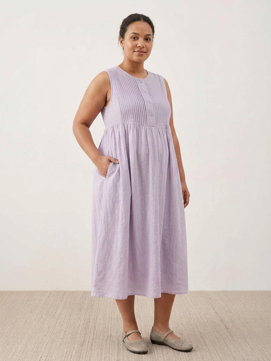 Olwen - Robe Midi en Coton et Lin