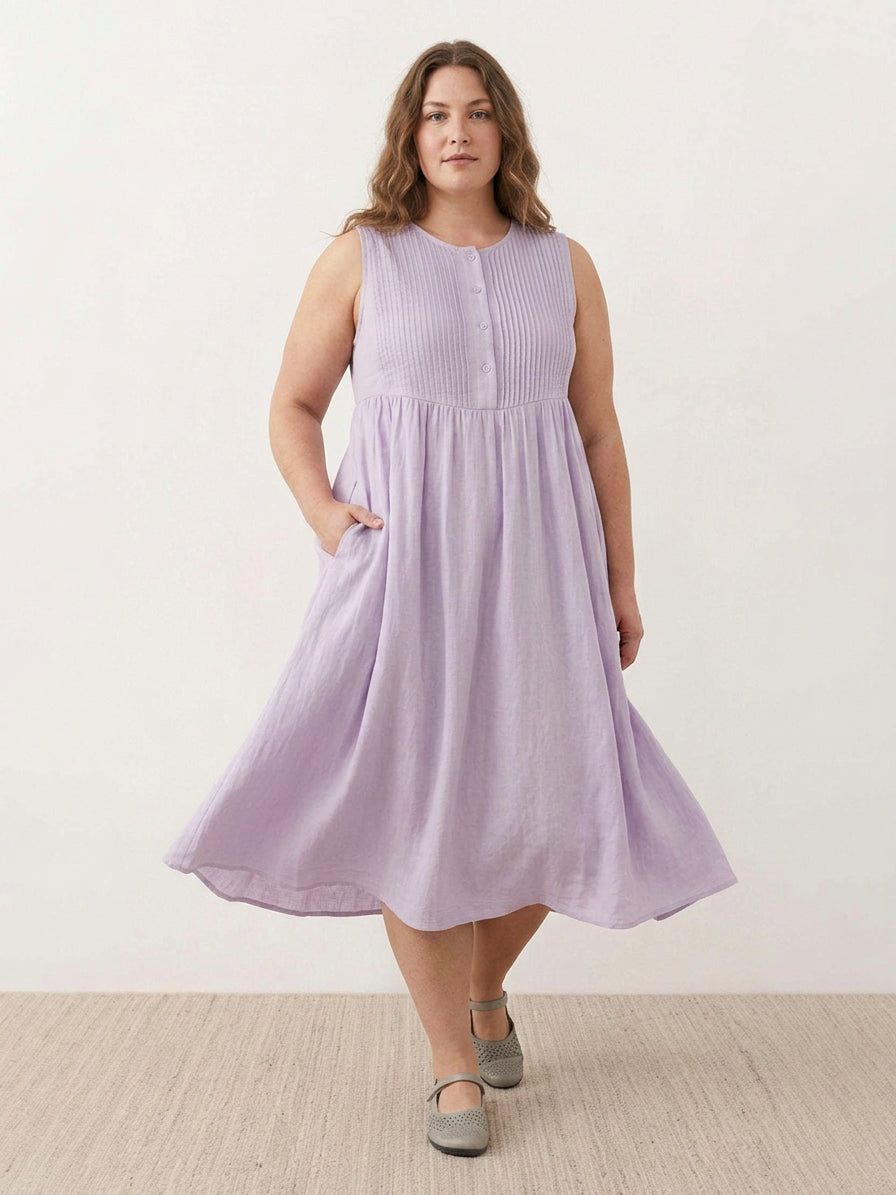Olwen - Robe Midi en Coton et Lin