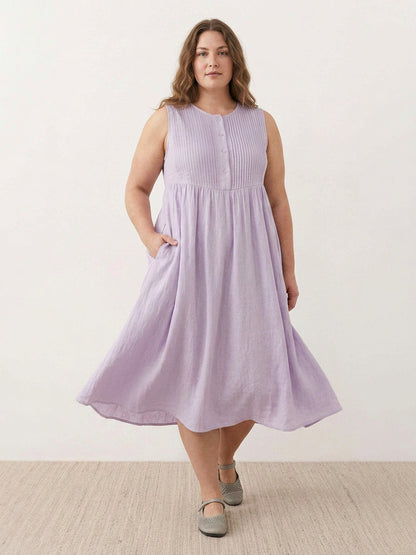 Olwen - Robe Midi en Coton et Lin