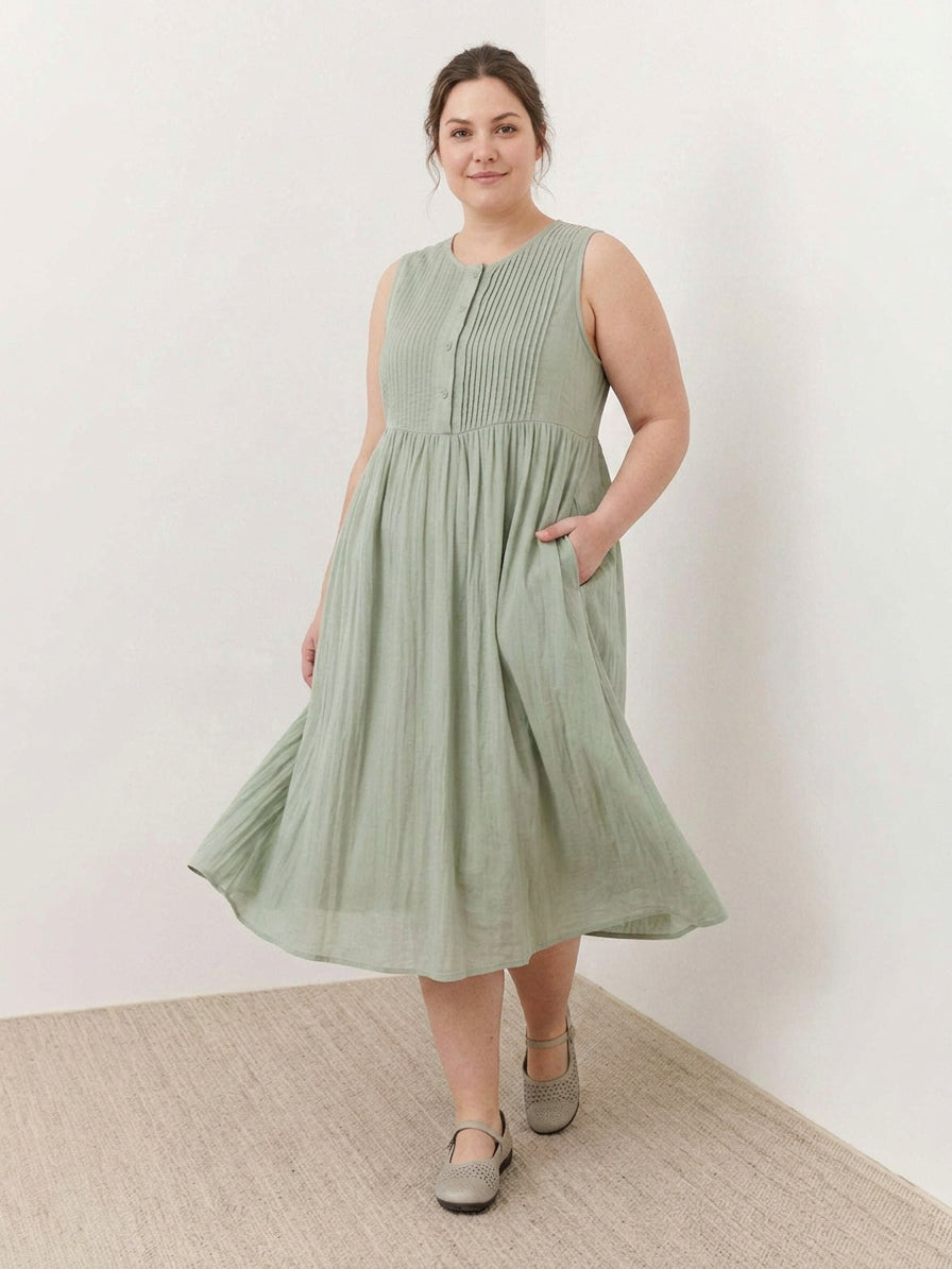 Olwen - Robe Midi en Coton et Lin