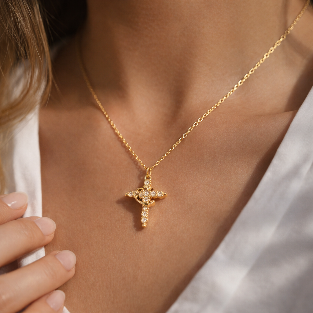 Collier Croix & Couronne | Un Rappel Subtil de Foi