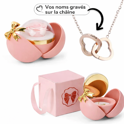 Collier Personnalisé avec Boîte Rose Éternelle