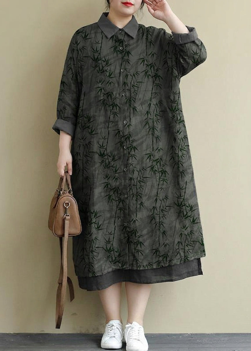 Isolde - Robe Chemise en Lin Rouge Décontractée Oversize Maxi Printemps