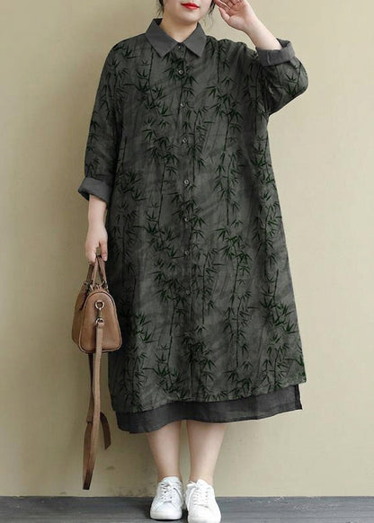 Isolde - Robe Chemise en Lin Rouge Décontractée Oversize Maxi Printemps