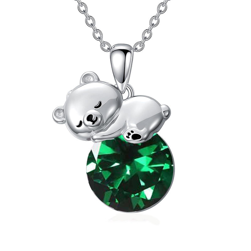 Collier Ours Cristal Argent Sterling Élégant