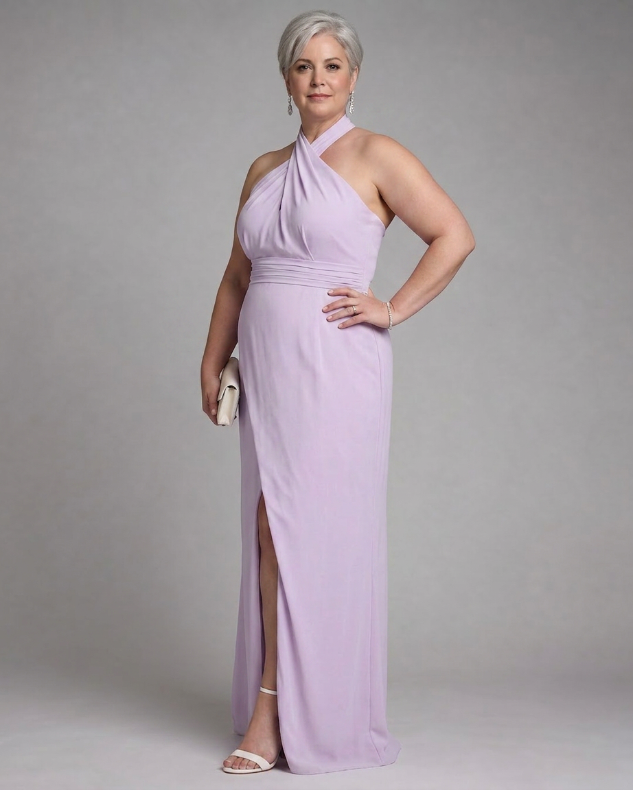 Nia | Robe Midi Drapée à Fente Latérale et Col Croisé