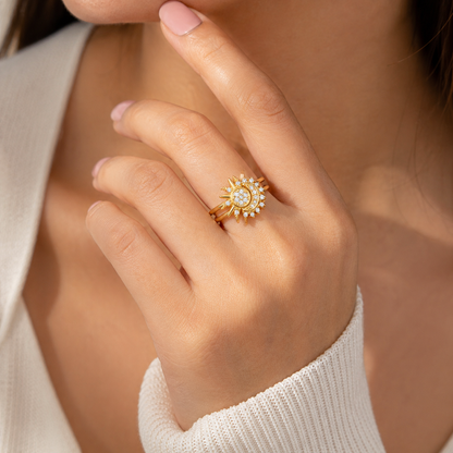 Bague Soleil Lune Délicate