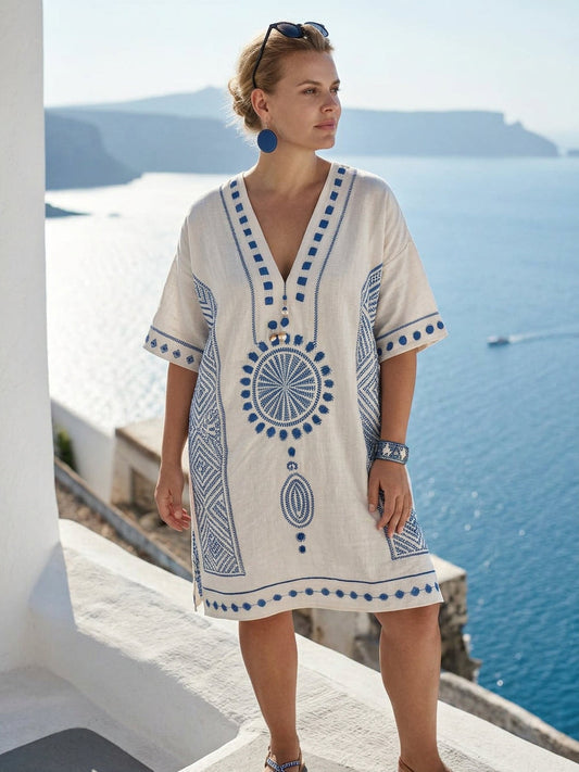 Soleil | Robe Mini Brodée Côtière