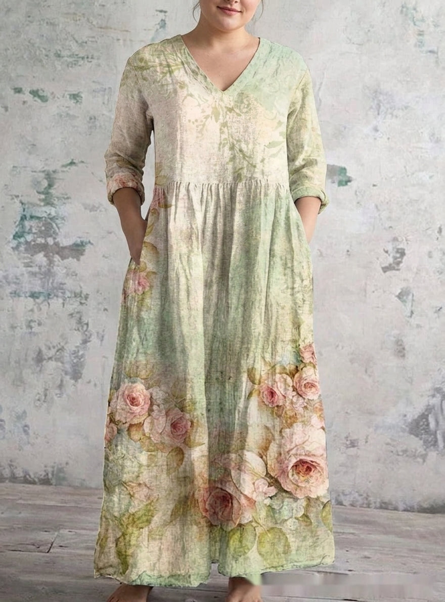 Nadia | Robe Maxi Sage Rose
