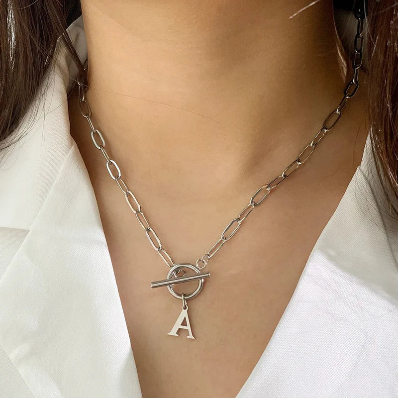 Collier Initiale Maille Trombone