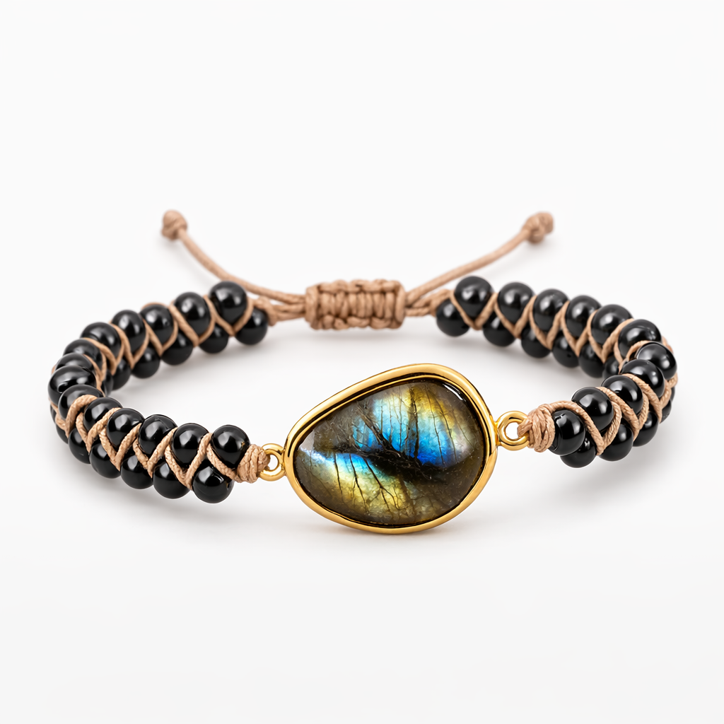 Bracelet "Oeil Céleste" en Labradorite & Hématite