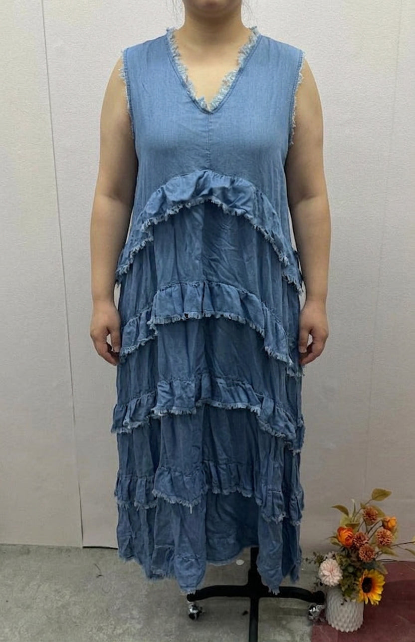Robe en denim à bords bruts Ingrid