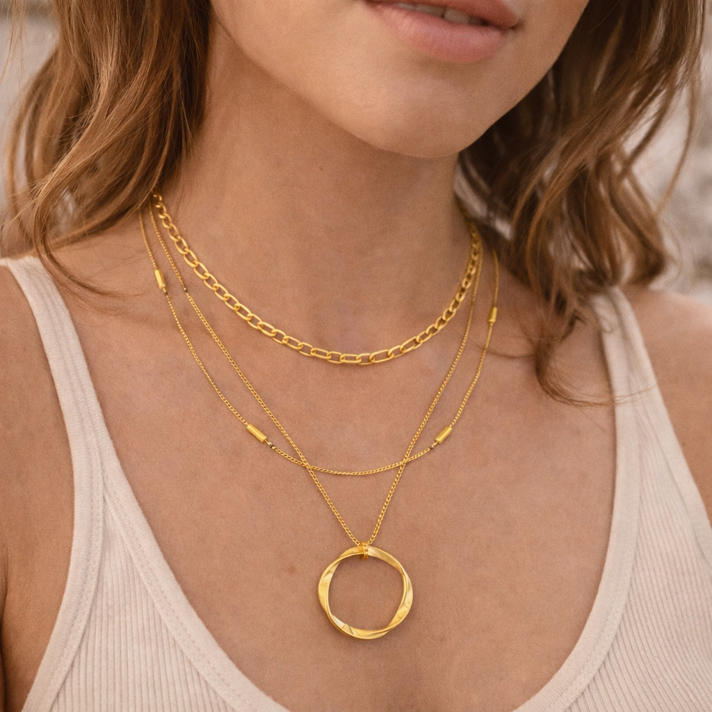 Collier Trois Rangs Cercle Ouvert Orelia