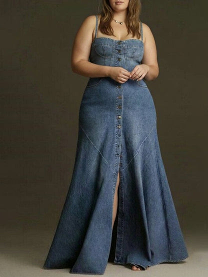 Robe à Bretelles Rhian à Boutonnage Simple