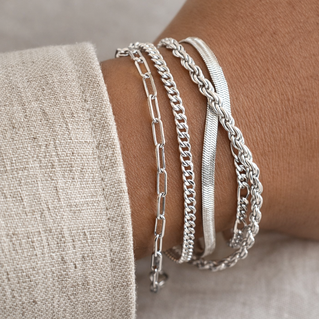 Ensemble de 5 Bracelets aux Mailles Contrastées