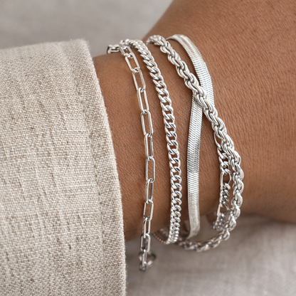Ensemble de 5 Bracelets aux Mailles Contrastées