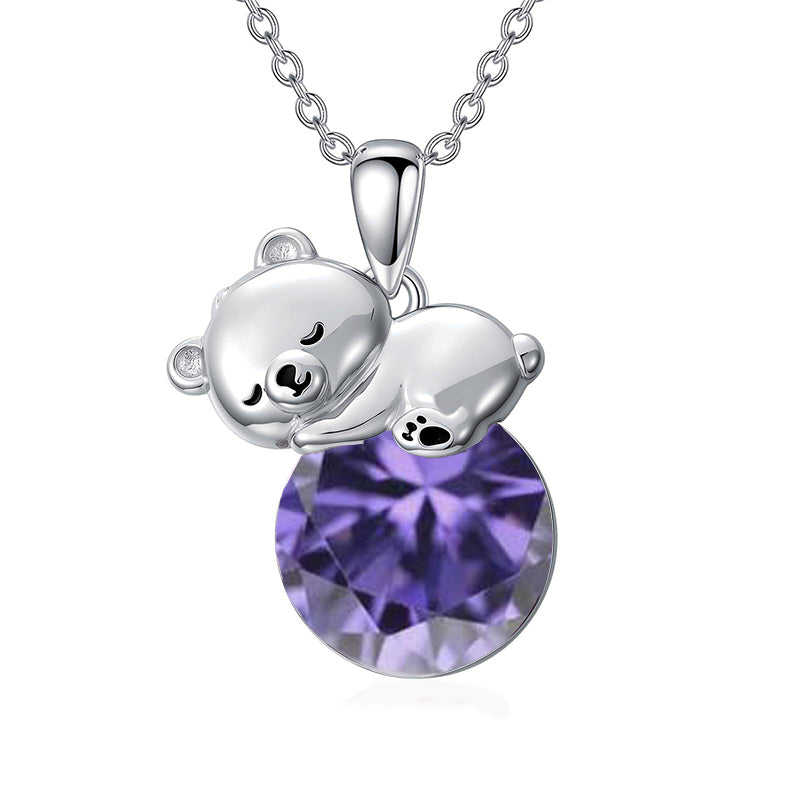 Collier Ours Cristal Argent Sterling Élégant