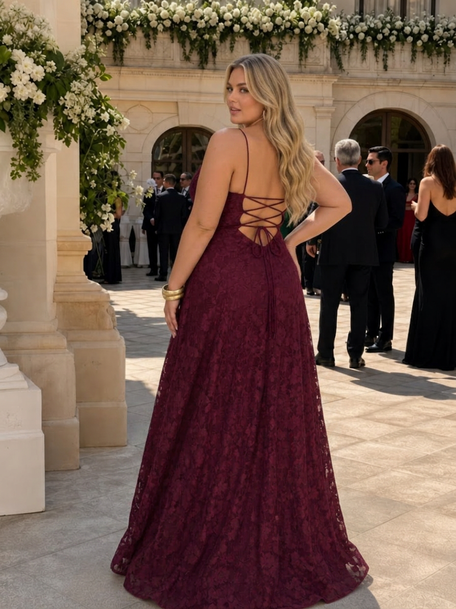 Noa | Robe Maxi en Dentelle à Bretelles Spaghetti