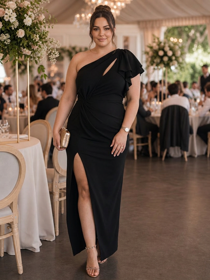 Mei | Robe Midi à Épaule Dénudée Drapée