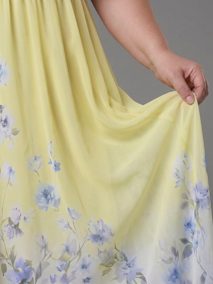 Wanda | Robe Midi Sans Manches à Encolure en V avec Ourlet Floral Doux