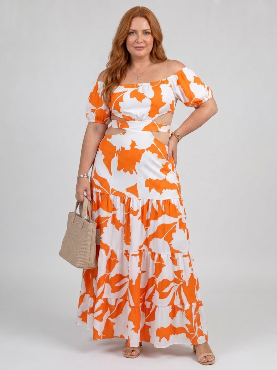 Cassia | Robe Maxi Découpée Épaules Dénudées