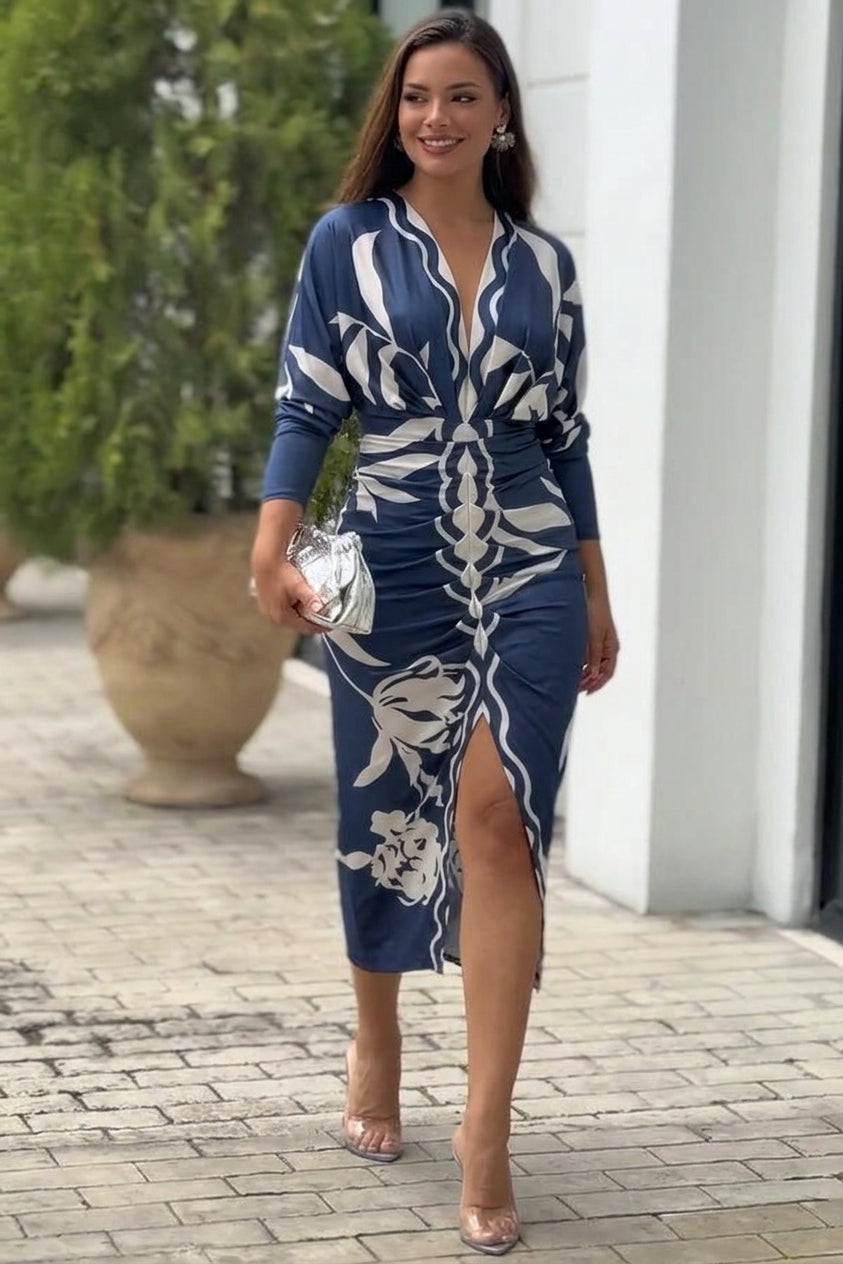 Signy | Robe Midi Dolman Imprimé Unique Évasion Solaire