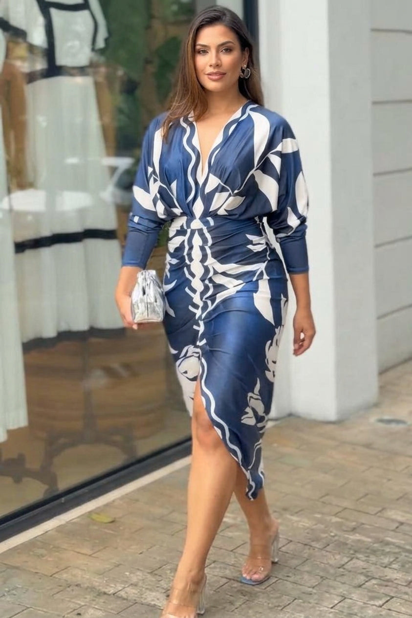 Signy | Robe Midi Dolman Imprimé Unique Évasion Solaire