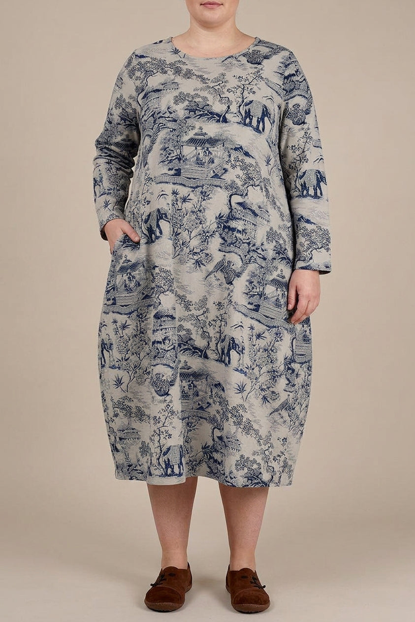 Odette - Robe Imprimée en Porcelaine