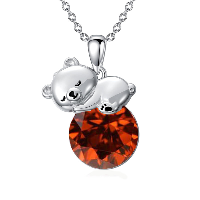 Collier Ours Cristal Argent Sterling Élégant