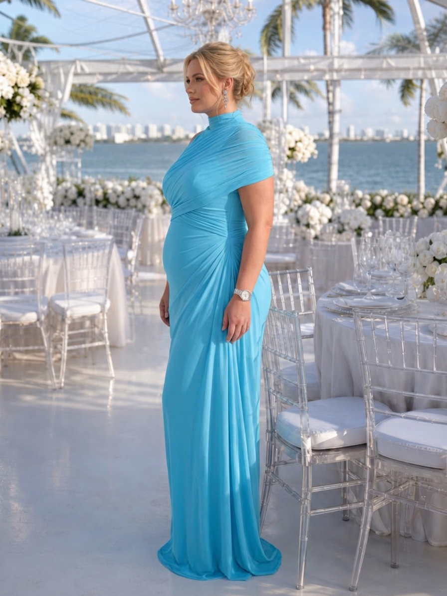 Etta | Robe Maxi à Épaule Dénudée et Corsage Drapé