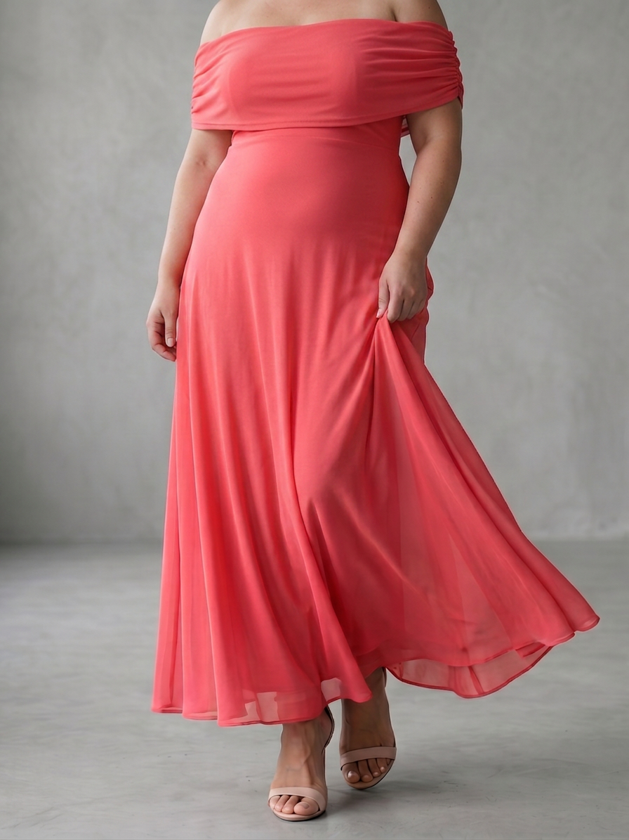 Astrid | Robe Midi Drapée Hors Épaule