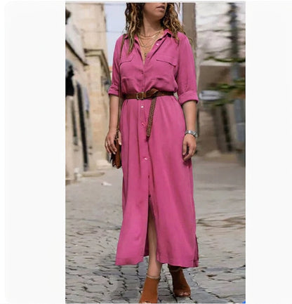Robe Ceinturée à Manches Longues Lark : Silhouette Féminine Élégante