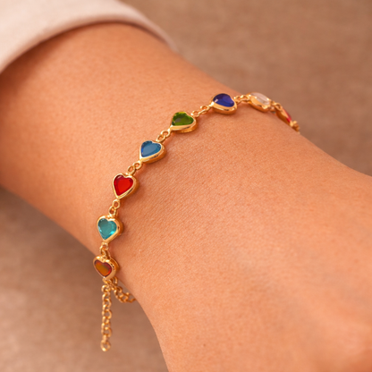 Bracelet Cœurs en Cristaux Colorés