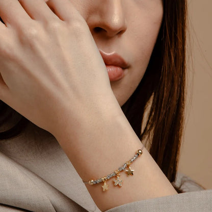 Bracelet pépites avec pendentifs en strass