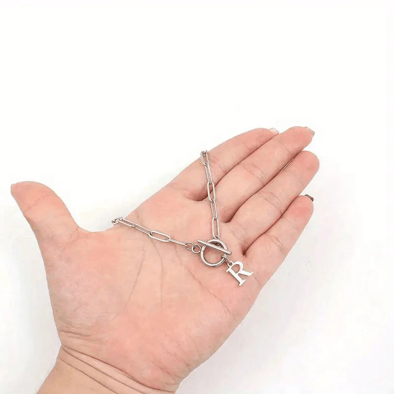 Collier Initiale Maille Trombone