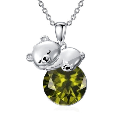 Collier Ours Cristal Argent Sterling Élégant