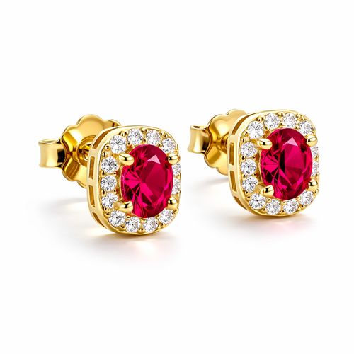 Boucles d'oreilles avec zircon ovale